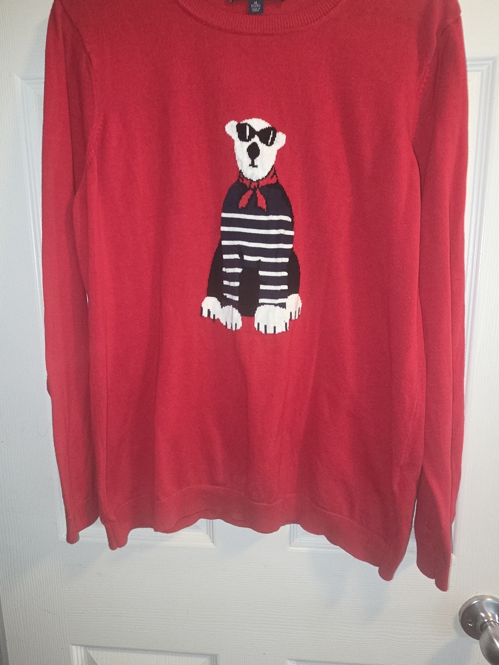 Tommy Hilfiger Red Crewneck Sweater with Dog Graphic Womens XL
